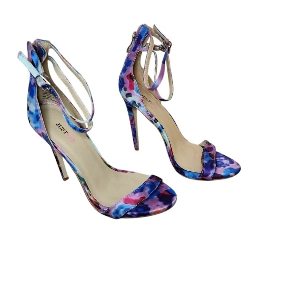 JustFab Multicolor Tie Dye Stiletto Heels Womens Size 7.5 Ankle Strap